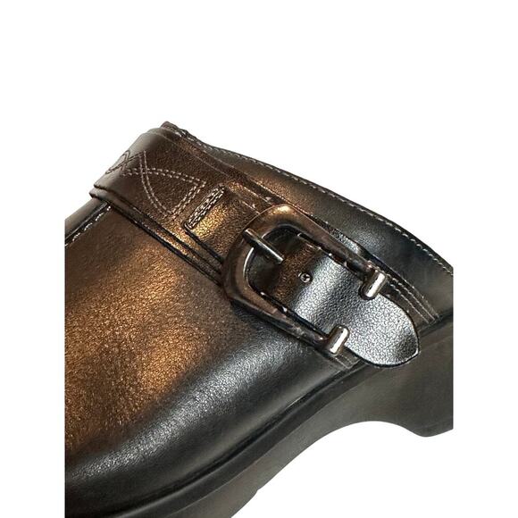 Easy Spirit Size 9.5 Black Leather Slip On Buckle y2k Closed Toe Clog Mules Work - Picture 7 of 11